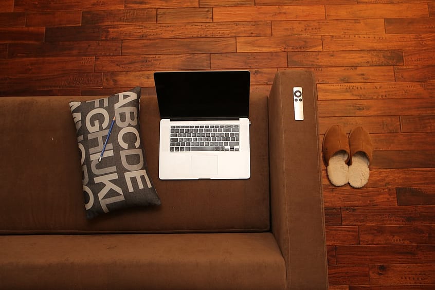 laptop on a couch